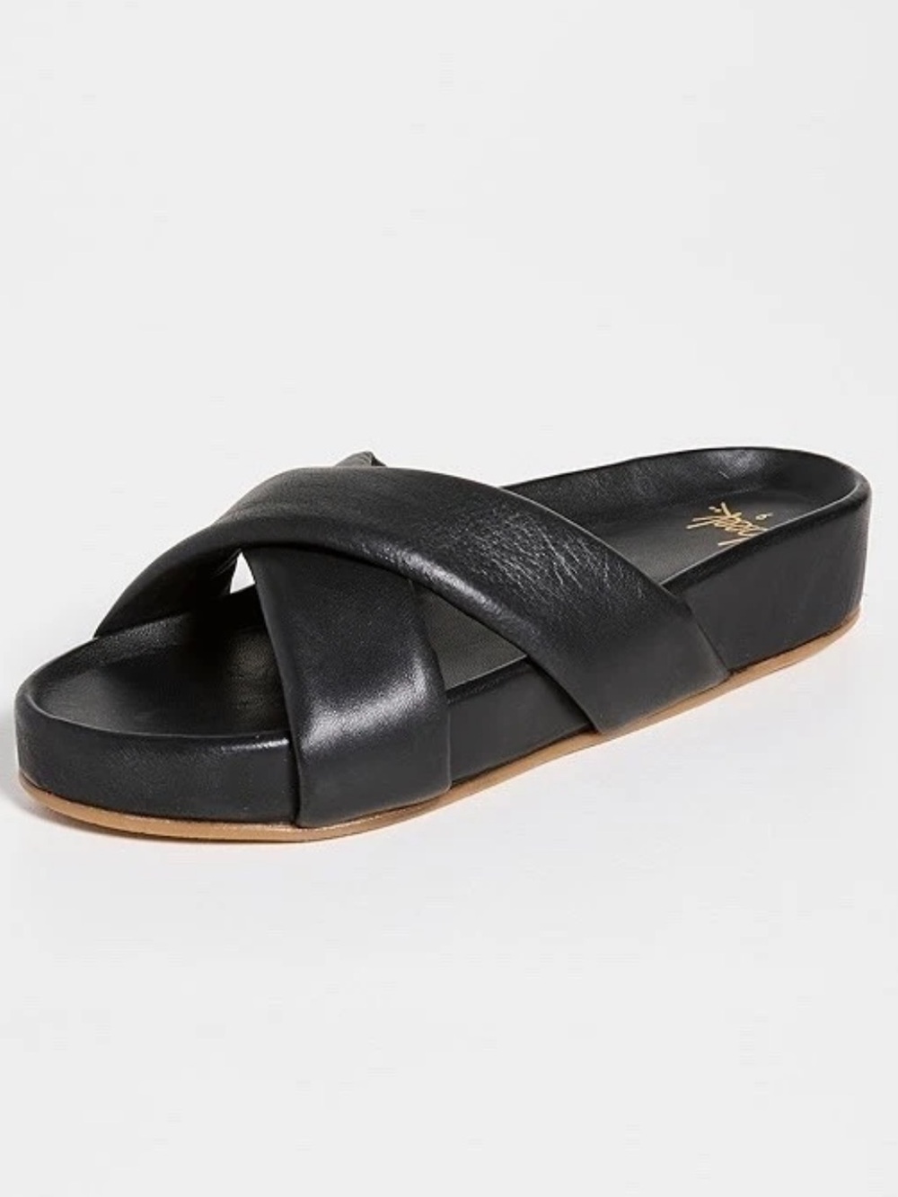 Beek Rhea Slides Sandals Size 9 Black Leather Cross Straps NEW